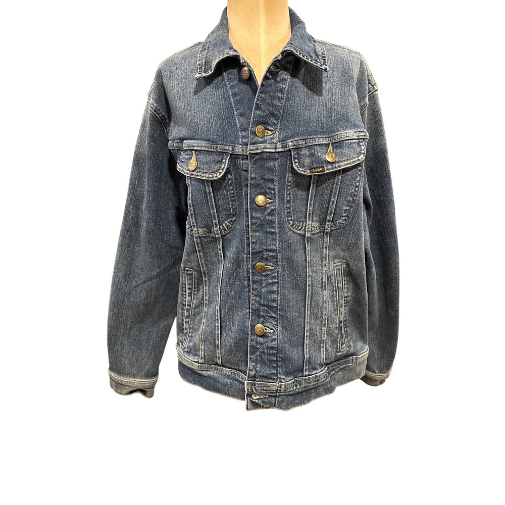 Lee Mens Extreme Motion Rider Jacket Medium Wash Blue Denim Stretch 112342972‎ L
